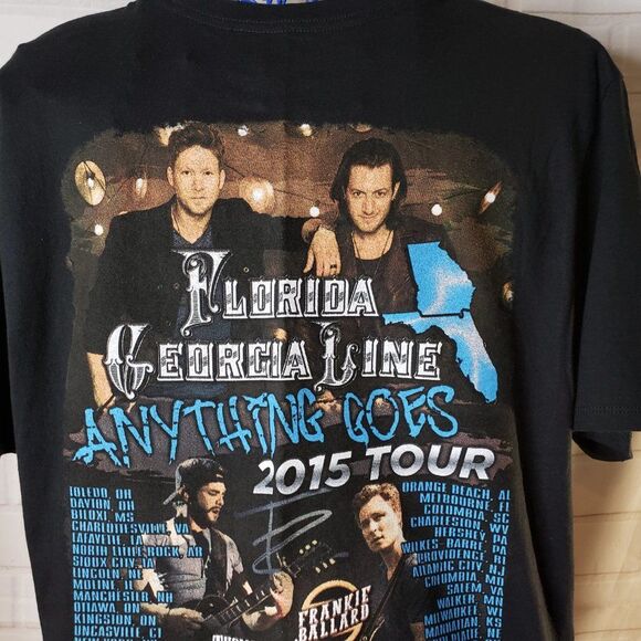 Florida Georgia Line Black Concert T Shirt 2015 Tour size L large Anything Goes - Picture 9 of 13